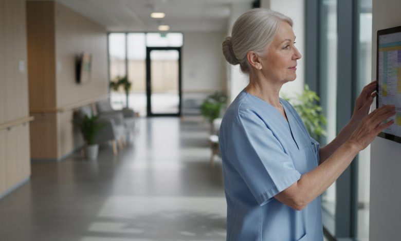 Overblik over vagtplan i pleje og omsorg med medarbejder der gennemgår planlægning